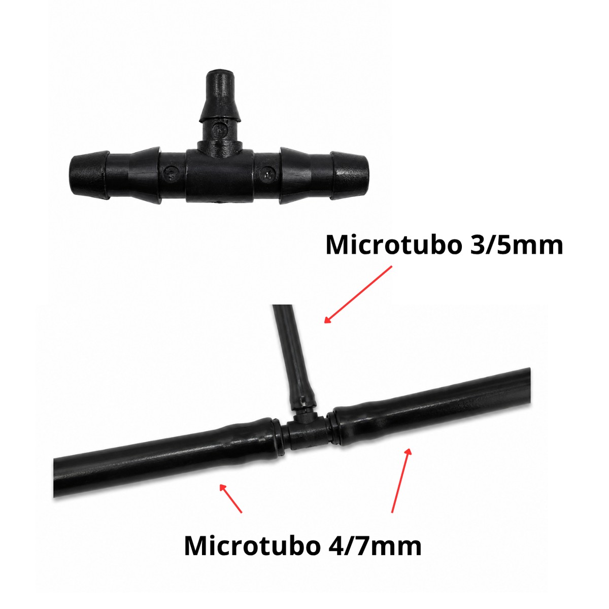 Conector T Conversor Microtubo 4/7mm x 3/5mm