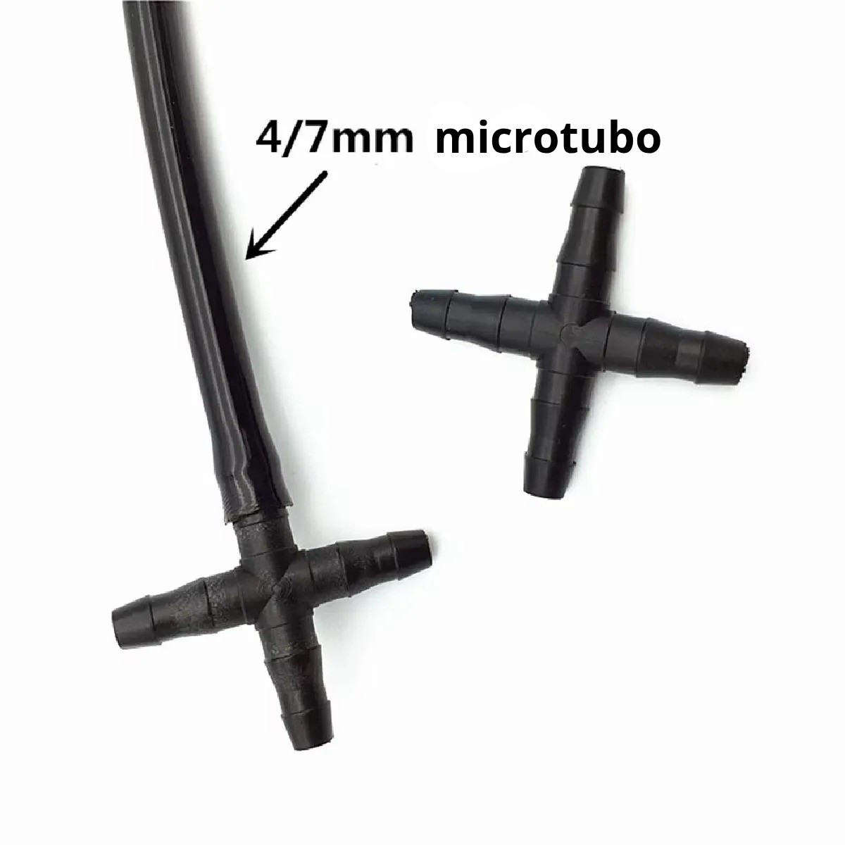 Conector Cruzeta Microtubo 4/7mm - 4 Saídas