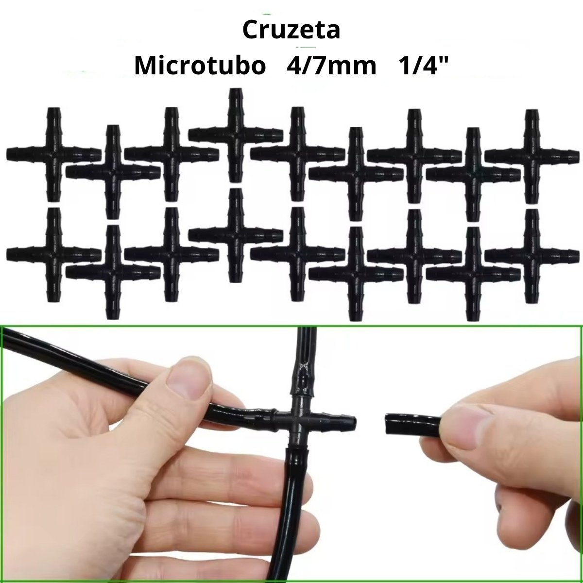 Conector Cruzeta Microtubo 4/7mm - 4 Saídas