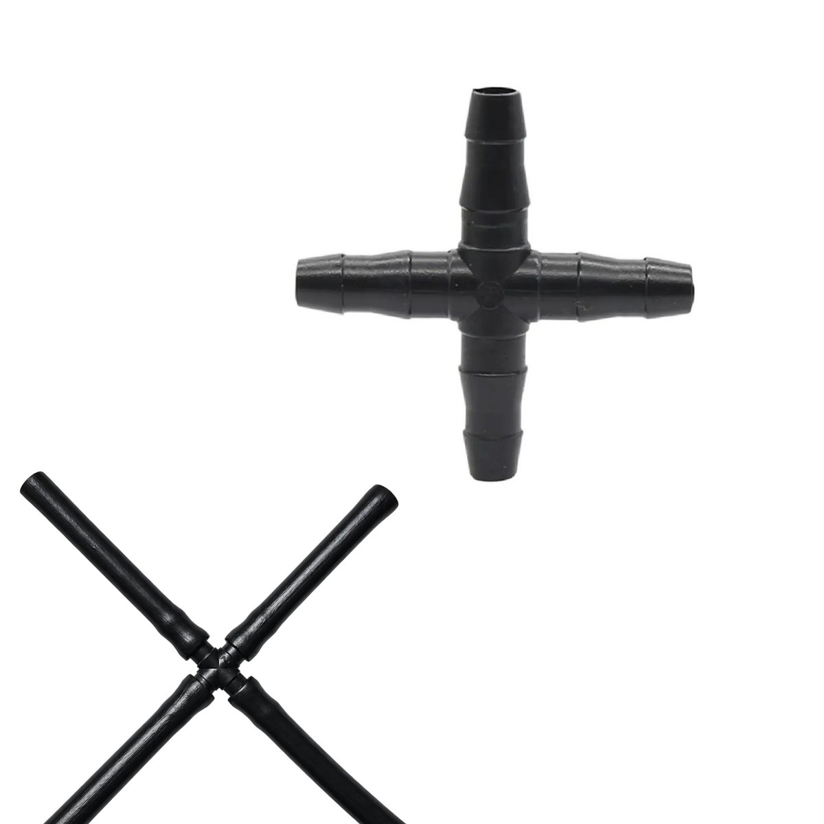 Conector Cruzeta Microtubo 4/7mm - 4 Saídas