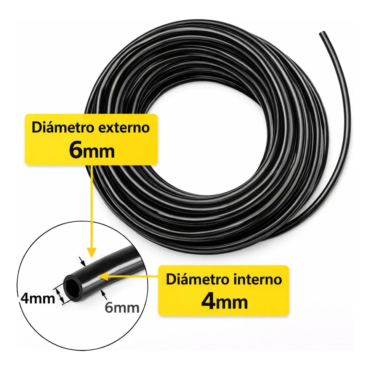 Microtubo Flexível PE 4/6mm - 5 Metros